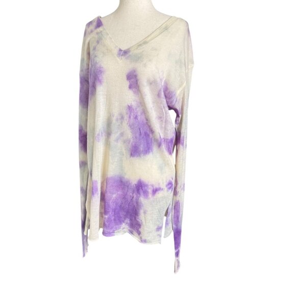 The Elder Statesman Cashmere Tie Dye Long Fit Sweater Top - Picture 2 of 10
